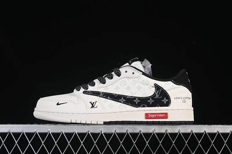 All categories Air Jordan Jordan series basketball shoes Air Jordan 1 Low high-end custom low-top sneakers Travis Scott x Fragment Design x Air Jordan 1 Low OG SP AJ1 Joe 1 pair with black flower hook low-top cultural casual sneakers CX5050-Y27